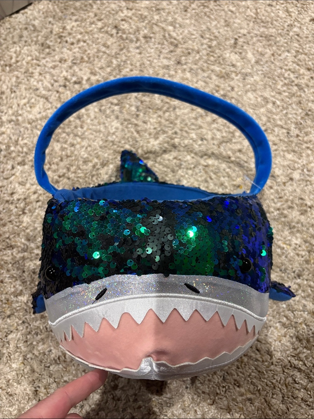 Spritz Blue Green Sequin Shark Basket